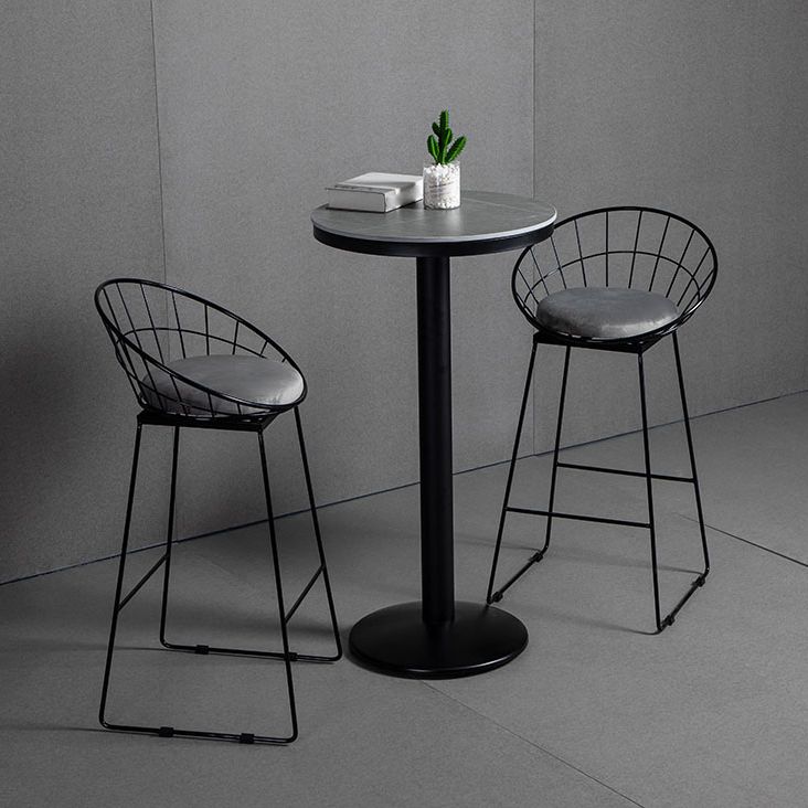 Industrial Gray Bar Table Faux Marble White 21.6" Round Top Bistro Table for Cafe Clearhalo 'Bar Furniture' 'Bar Tables' 'bar_tables' 'furn' 'furn_bar_tables' 'Furniture' 'furniture_bar_tables' 'Kitchen & Dining Furniture' 'kitchen&dining_furn' 'kitchen' 1200x1200_650e0561-3122-49d6-b95c-dd33be3f9bfd