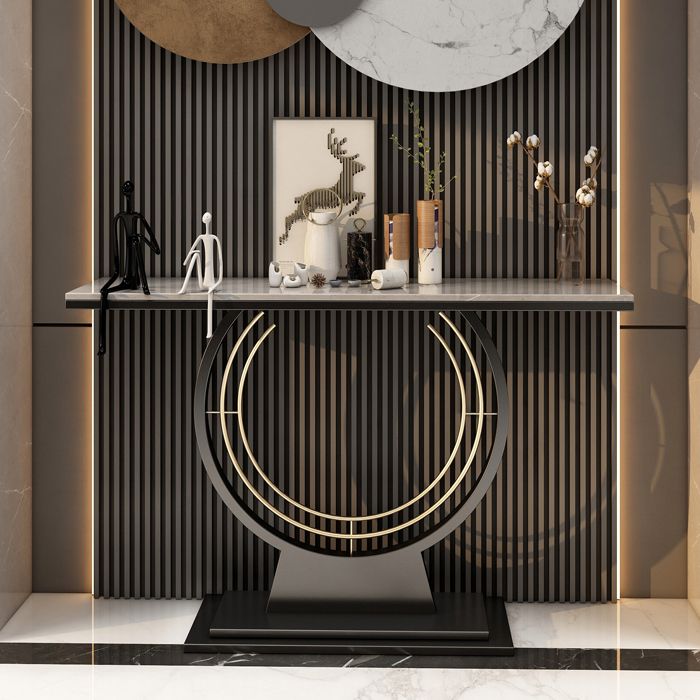 31.5" Tall Hall Console Table Stone Rectangle Accent Table for Hall