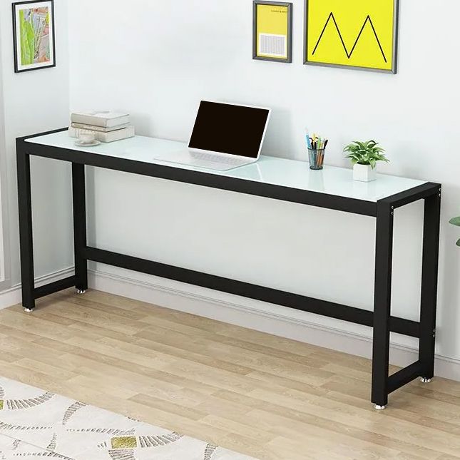 Glass Top Rectangular Writing Desk Modern 29.14 Inch Tall Office Desk