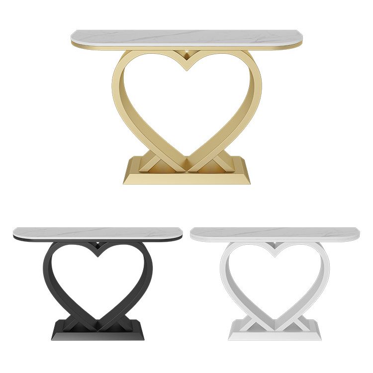 Tavolo accento in pietra glam tavolo da divano di divano di mezzo luna per sala