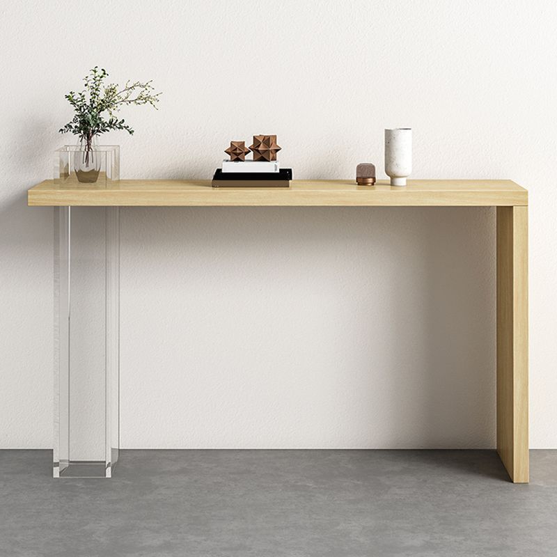 Contemporary Wooden Console Accent Table with Acrylic Bracket for Hall