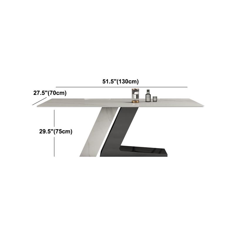 Stone Rectangle Dining Table Contemporary Dining Table with Pedestal Base