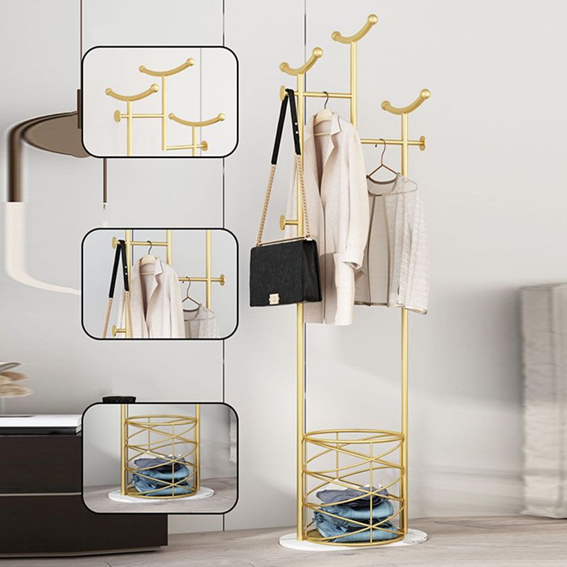 Wunderschöner Metallbeschattierungs -Rackkorb Vorratskleider Rack mit Kleiderhaken