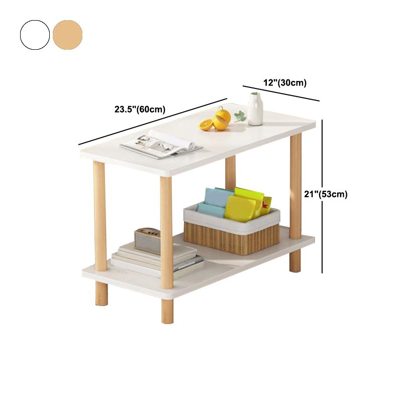 Modern Wooden 4 Legs End Table Rectangular Table with Storage