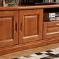Consola de almacenamiento abierta vintage Consola multimedia de madera de caucho con puertas