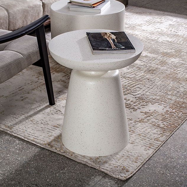Round White Metal Coffee Table Pedestal 1 Single Cocktail Table Clearhalo 'Coffee & Accent Tables' 'Coffee Tables' 'coffee_tables' 'furn' 'furn_coffee_tables' 'Furniture' 'Living Room Furniture' 1200x1200_6518a661-7b0b-4e36-8a5a-66fbe448ca80