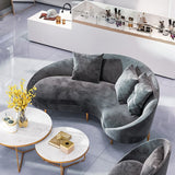 Solid Color Curved Loveseat Stain Resistant Sloped Arms Sofa