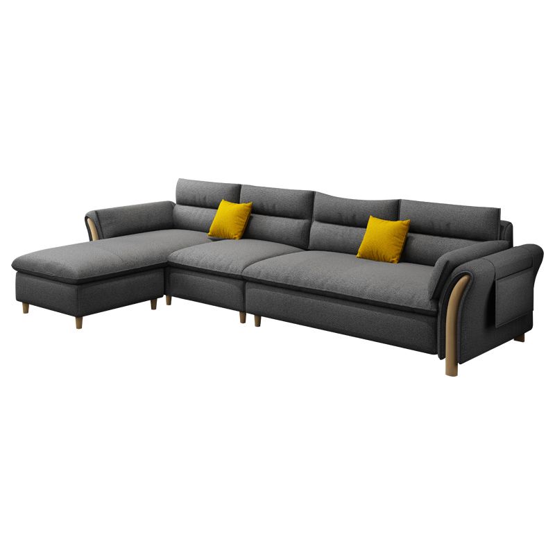35.43" Tall Modern Linen Sectional Flared Arm Sectional for Living Room Clearhalo 'furn' 'furn_sectionals' 'Furniture' 'Living Room Furniture' 'Sectionals' 1200x1200_6519c72b-d40b-46f8-90bc-493aff8582d5