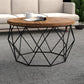 17.7" H Wood Round Top Coffee Table, Metal Frame Base Cocktail Table Clearhalo 'Coffee & Accent Tables' 'Coffee Tables' 'coffee_tables' 'furn' 'furn_coffee_tables' 'Furniture' 'Living Room Furniture' 1200x1200_6519f728-f27e-4b14-9279-8fbaa6ac2cea