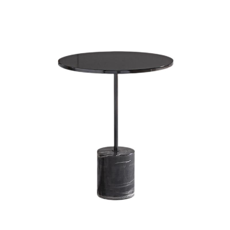 Mesa de portaobjetos del pedestal negro mesa redonda de la esquina para la sala de estar