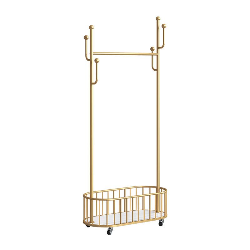 Glam Metallic Coat Hanger Pure Color Hooks Design Free Standing Coat Rack Clearhalo 'Entry & Mudroom Furniture' 'furn' 'furn_hall_tree_coat_racks' 'Furniture' 'Hall Trees & Coat Racks' 'hall_tree_coat_racks' 1200x1200_651fde6c-1d87-4a13-a5ee-b1f1513c3f8b