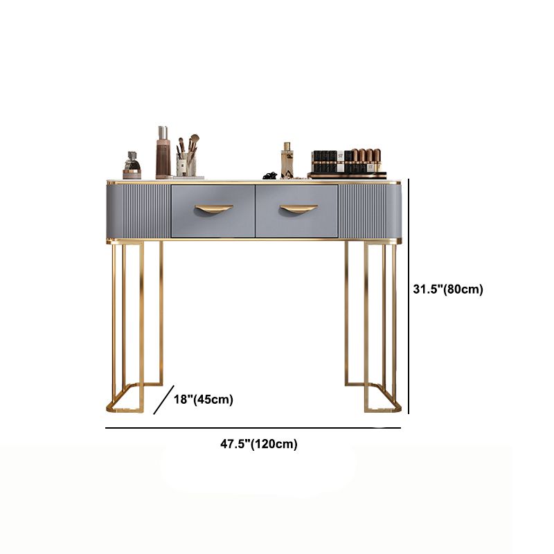 Dusineurs en bois massif Ensemble de vanité avec haut en pierre et tabouret rembourré en gris