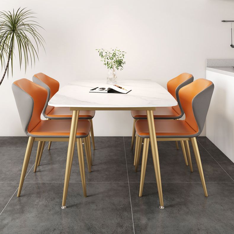 Set da tavolo da pranzo rettangolare glam 1/3/4/5 pezzi Dinette Set con top in pietra sinterizzata bianca