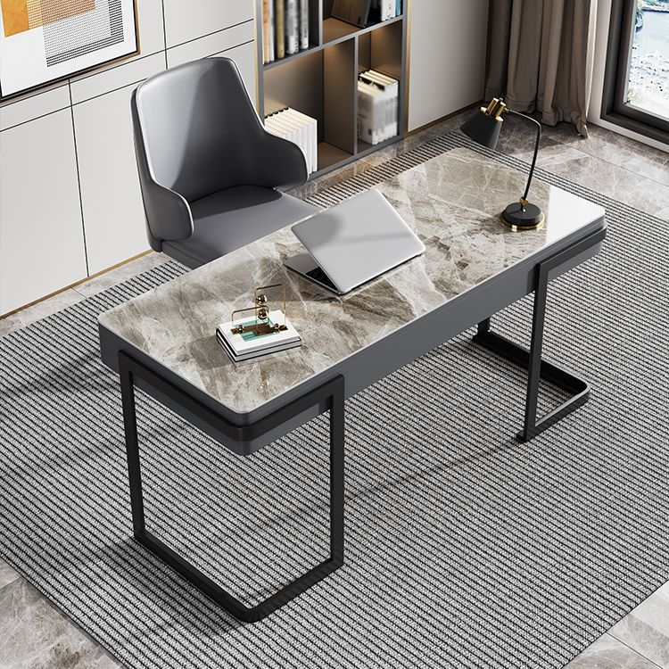 Modern Desk Home Study Desk Sintered Stone Writing Desk with 2 Drawers Clearhalo 'furn' 'furn_office_desk' 'Furniture' 'Office Desks' 'Office Furniture' 'office_desk' 1200x1200_65213914-b8a9-4840-a530-25637383edab