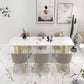 White Glam Office Desk Marble Home Writing Desk met metalen benen