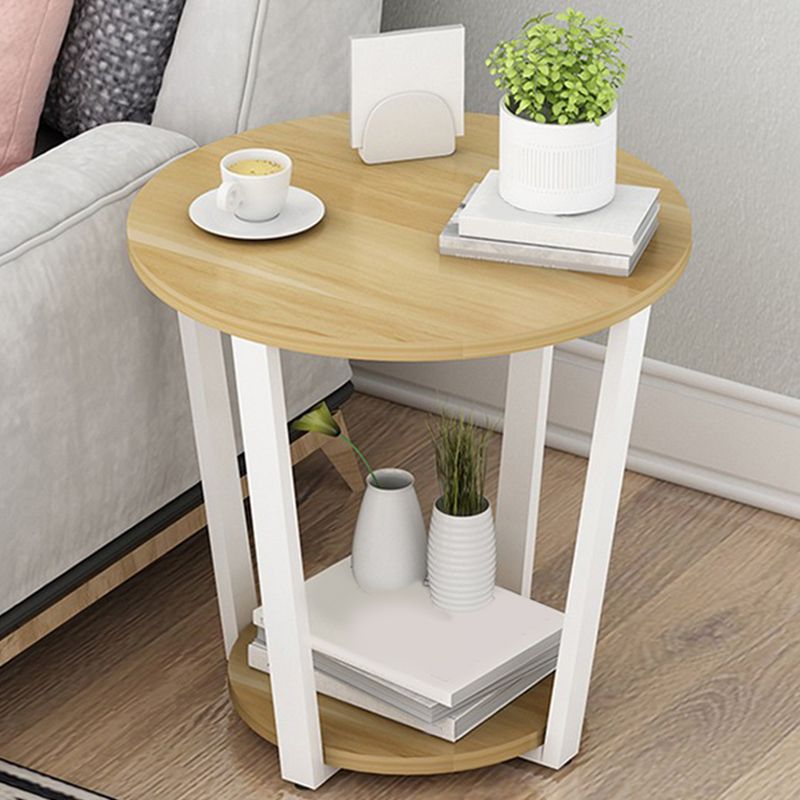 22,4 "tavolo da gambe in acciaio alto 4 gambe rotonde tavolo da estremità in legno con scaffale