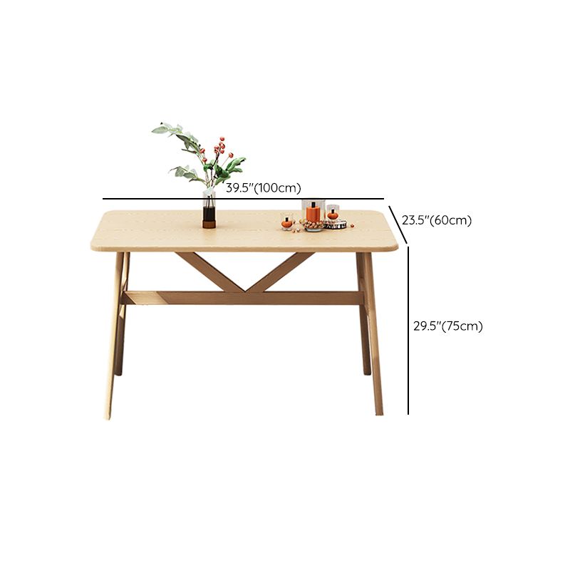Contemporary Rectangular Wooden Dining Table with 4 Metal Foot Clearhalo 'Dining Tables & Seating' 'Dining Tables' 'dining_table' 'furn' 'furn_dining_table' 'Furniture' 'Kitchen & Dining Furniture' 1200x1200_652958b3-d1ff-471f-ad32-e9e845717bb0