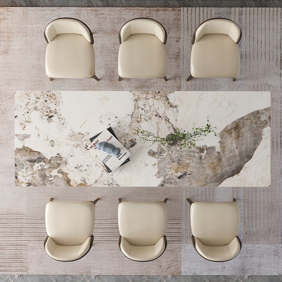 Traditional Luxury Rectangle Home Furniture Stone Double Pedestal Table