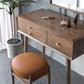 3 laden gespiegelde make -uptafel massief houten ijdelheid bureau krukje set