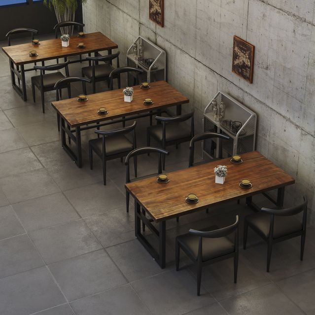 Industrial Dining Table Pine Solid Wood Table with Black Trestle Base for Dining Room Clearhalo ' dining_table' 'Dining Tables & Seating' 'Dining Tables' 'furn' 'furn_dining_table' 'Furniture' 'furniture_dining_table' 'Kitchen & Dining Furniture' 'kitchen&dining_furn' 'kitchen' 'kitchen_dining_table' 1200x1200_652acfeb-a7a1-49d6-aba0-ed8b55b52ede
