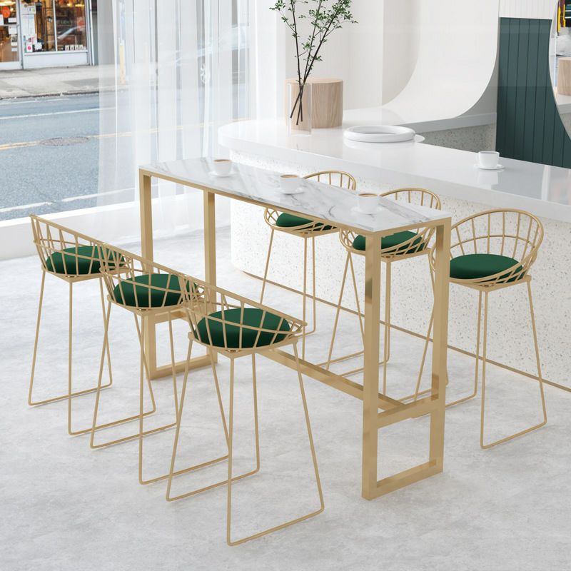 Marble Contemporary Cocktail Bar Table Footrest Rectangle Counter Table in White Clearhalo 'Bar Furniture' 'Bar Tables' 'bar_tables' 'furn' 'furn_bar_tables' 'Furniture' 'Kitchen & Dining Furniture' 1200x1200_652ae6a5-c3b1-4340-9bc7-bedf20d4fbe0