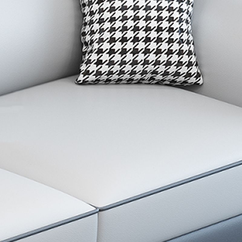 Pillow Top Arm Sewn Pillow Back Nordic Faux Leather Sofa with Chaise - 70.87" D