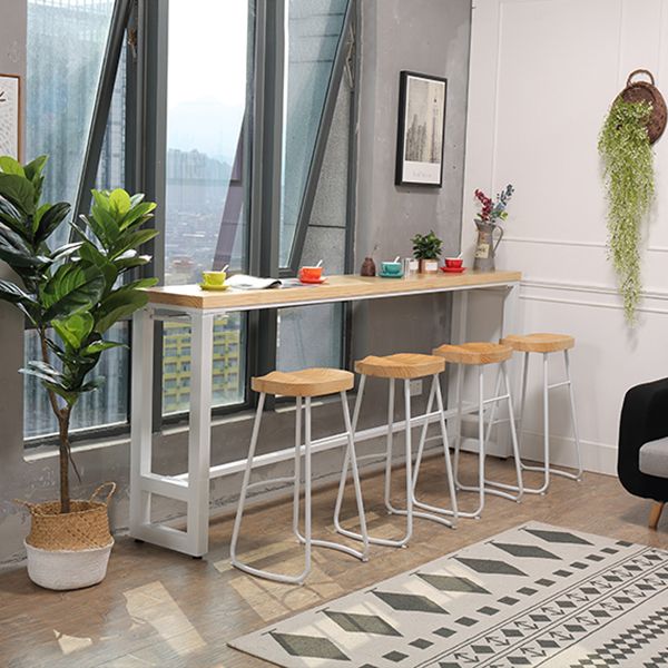 Wood Bar Dining Table Modern Rectangle Bar Table with Trestle for Milk Tea Shop Clearhalo 'Bar Furniture' 'Bar Tables' 'bar_tables' 'furn' 'furn_bar_tables' 'Furniture' 'Kitchen & Dining Furniture' 1200x1200_652b06cc-a97f-4f20-a749-5ab919002057