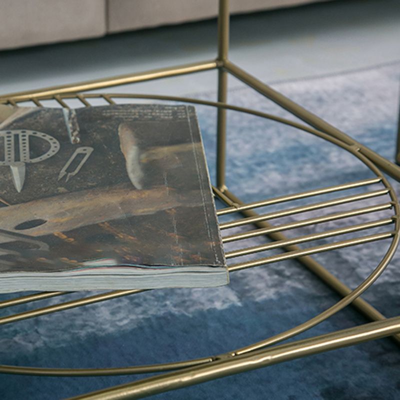 Brass Iron Frame Coffee Table Mid-Century Modern 17.7" W Square Cocktail Table Clearhalo 'Coffee & Accent Tables' 'Coffee Tables' 'coffee_tables' 'furn' 'furn_coffee_tables' 'Furniture' 'Living Room Furniture' 1200x1200_652c7fc3-d2fb-4d85-9e6f-ac146bd4ef48