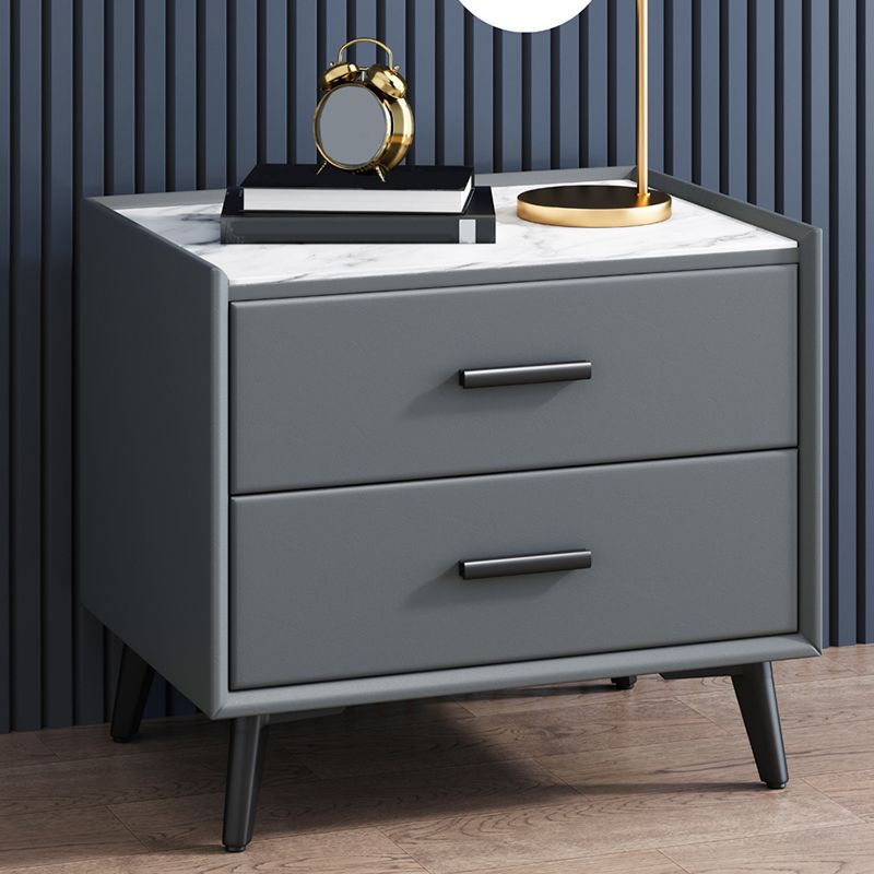 Mesa nocturna contemporánea de acabado antiguo con cajones