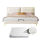 Panel Standard Bed Glam Beige Bed Frame with Upholstered Headboard