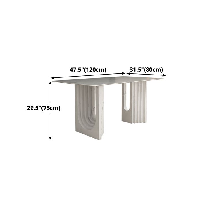 Metal Modern Double Pedestal Table Sintered Stone Table,47.5"L x 31.5"W x 29.5"H Clearhalo ' dining_table' 'Dining Tables & Seating' 'Dining Tables' 'furn' 'furn_dining_table' 'Furniture' 'furniture_dining_table' 'Kitchen & Dining Furniture' 'kitchen&dining_furn' 'kitchen' 'kitchen_dining_table' 1200x1200_65303093-3156-4209-877d-632b86bb3117