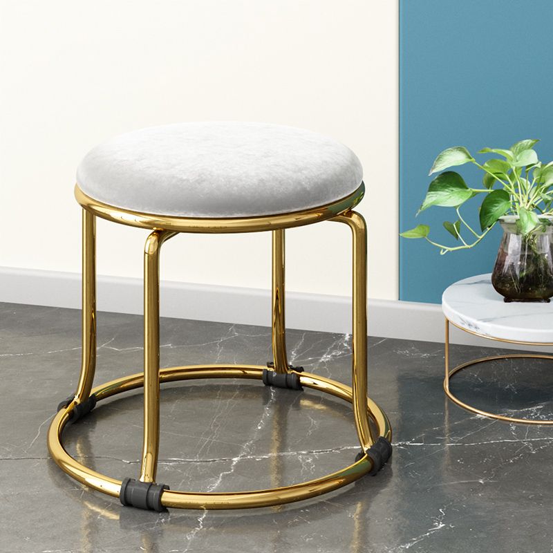 Scratch Resistant Round Standard Solid Color Cotton Ottoman for Living Room