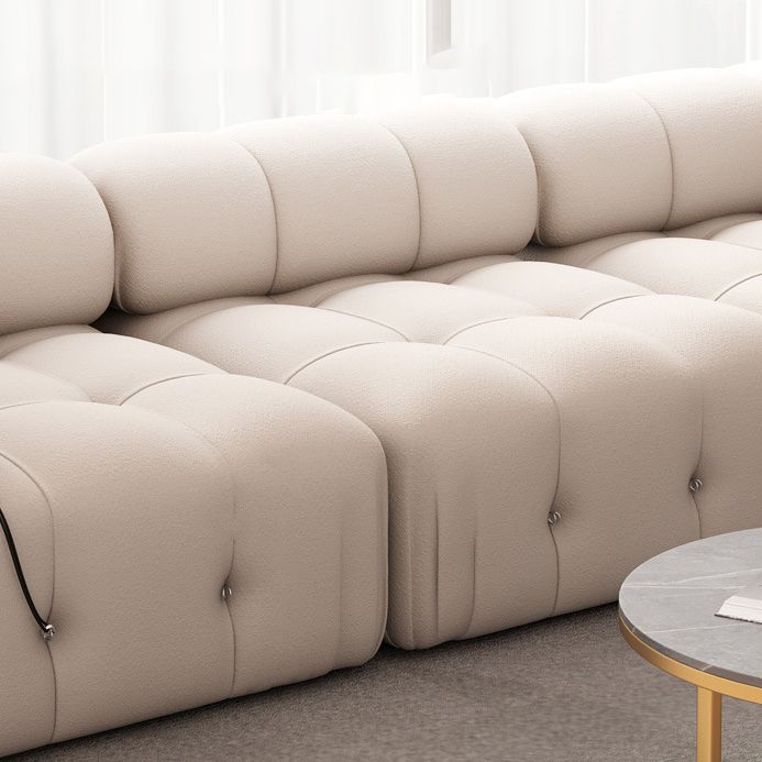 35 "幅のスカンジナビア断面ソファホワイトファブリックスリーパーセクショナル