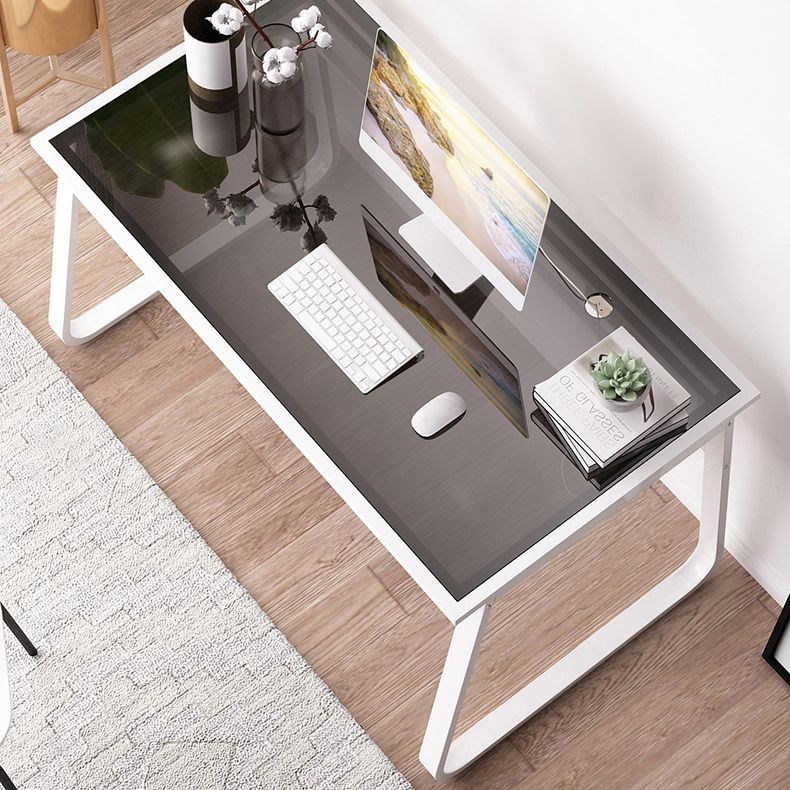 Modern Glass Top Office Desk 28.54" Tall Rectangular Writing Desk Clearhalo 'furn' 'furn_office_desk' 'Furniture' 'Office Desks' 'Office Furniture' 'office_desk' 1200x1200_6532952e-6b6b-45a5-b986-15d7a8c957d9