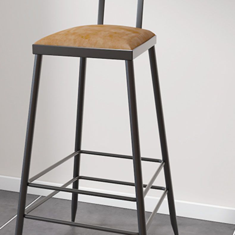 Contemporary Bar Stools Low Back Dining Stools with Black Metal Base