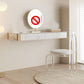 Wood Vanity and Stool in White Luxurious Stone Dressing Table