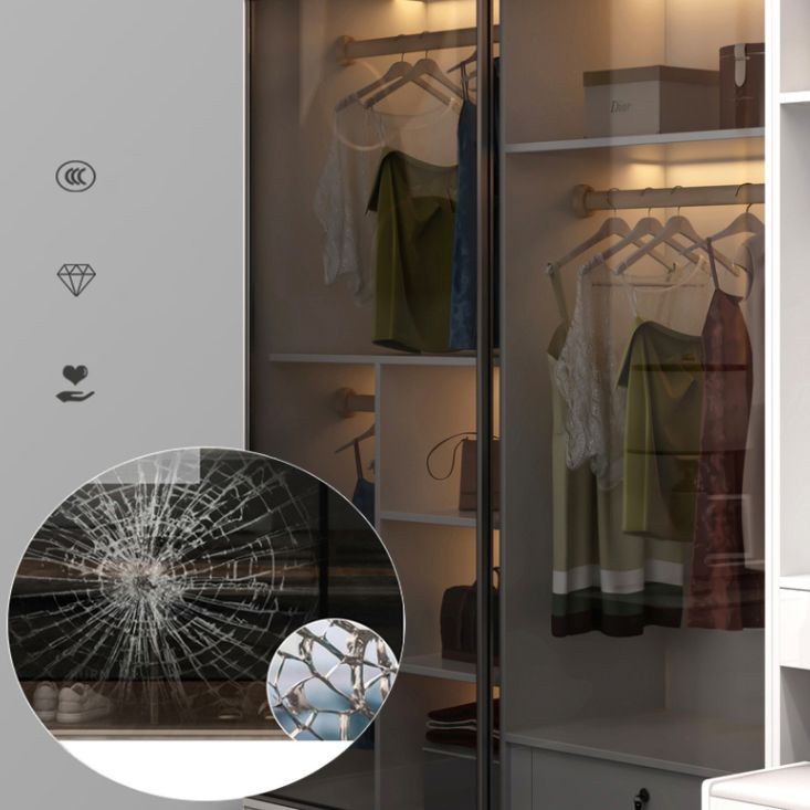 Hout- en glazen garderobe Armoire eigentijdse schuifgarderobe kast