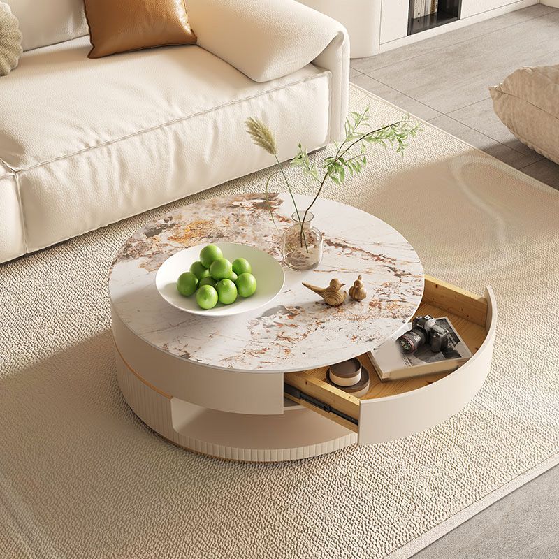 Slate Coffee Table Round Abstract Coffee Cocktail Table with Storage Drawers Clearhalo 'Coffee & Accent Tables' 'Coffee Tables' 'coffee_tables' 'furn' 'furn_coffee_tables' 'Furniture' 'Living Room Furniture' 1200x1200_653836f4-66aa-41fe-9c6c-8f8345fda60d