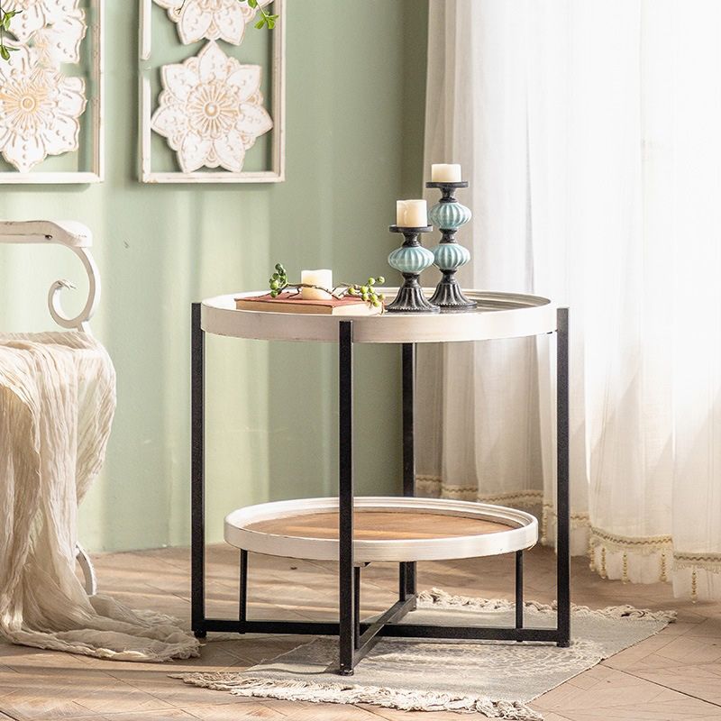 Glass Round Contemporary Coffee Table Cross Legs Single Coffee Table with Storage Clearhalo 'Coffee & Accent Tables' 'Coffee Tables' 'coffee_tables' 'furn' 'furn_coffee_tables' 'Furniture' 'Living Room Furniture' 1200x1200_65387e05-48c3-4e6f-9f99-82361b27b906