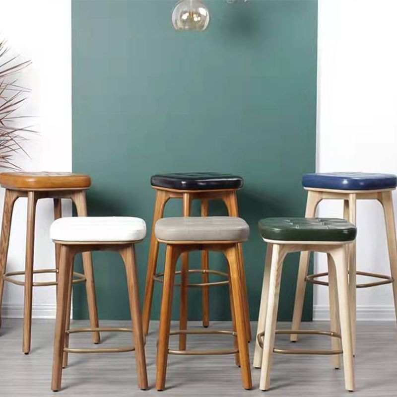 Modern Style Bar-stool PU Leather Counter Bar Stool with Wooden Legs Clearhalo 'Bar Furniture' 'Bar Stools' 'bar_stools' 'furn' 'furn_bar_stools' 'Furniture' 'furniture_bar_stools' 'Kitchen & Dining Furniture' 1200x1200_653a5128-5a69-43be-bea7-32f9e1a7cea5