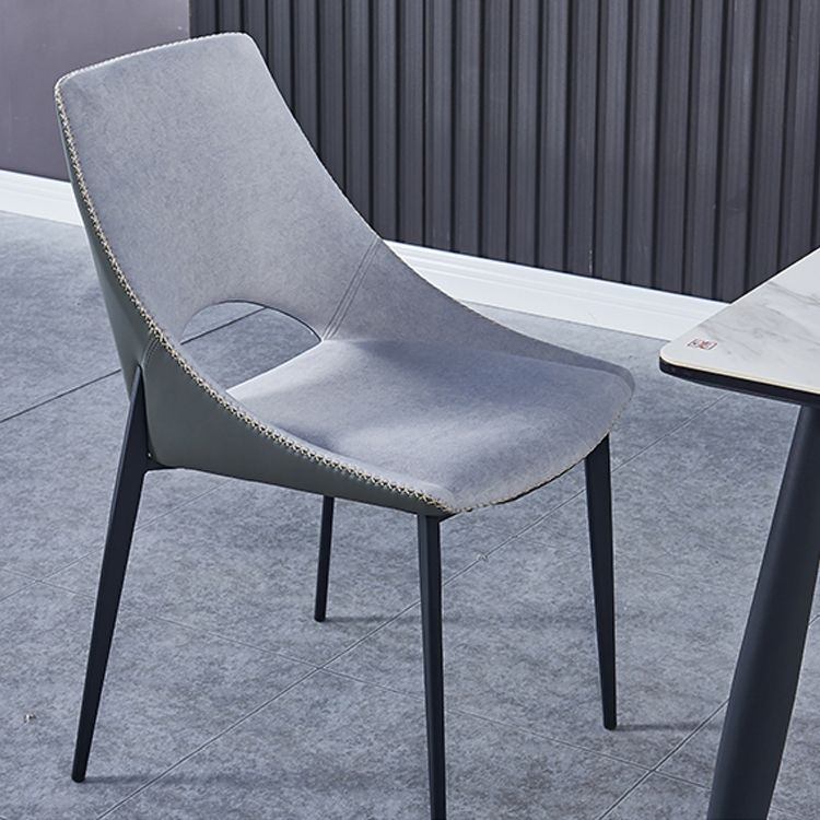 Contemporary Leather Restaurant Side Chair Open Back Dining Chair with Black Legs Clearhalo ' kitchen&dining_furn' 'Dining Chairs' 'Dining Tables & Seating' 'dining_chair' 'furn' 'furn_dining_chair' 'Furniture' 'furniture_dining_chair' 'Kitchen & Dining Furniture' 'kitchen' 1200x1200_653cdc7e-0509-4583-8064-de7e4c557341