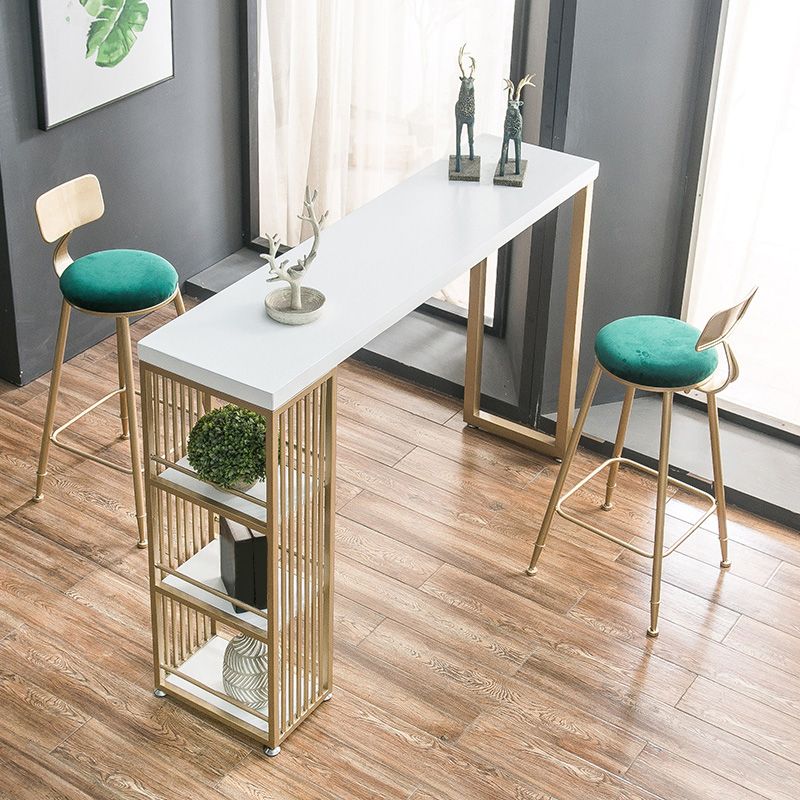 Tavolo da bar rettangolo di rettangolo in stile glam tavolo da pranzo in legno massiccio