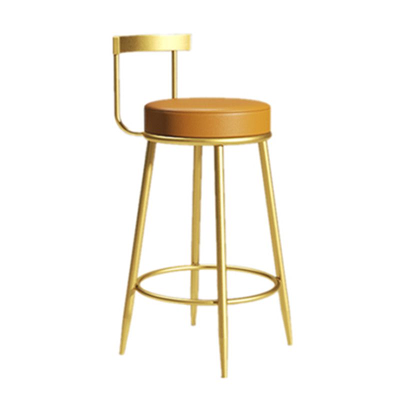 Glam Armless Backrest Counter Stoo Iron Bar Stool with Cushion and Pedal for Kitchen