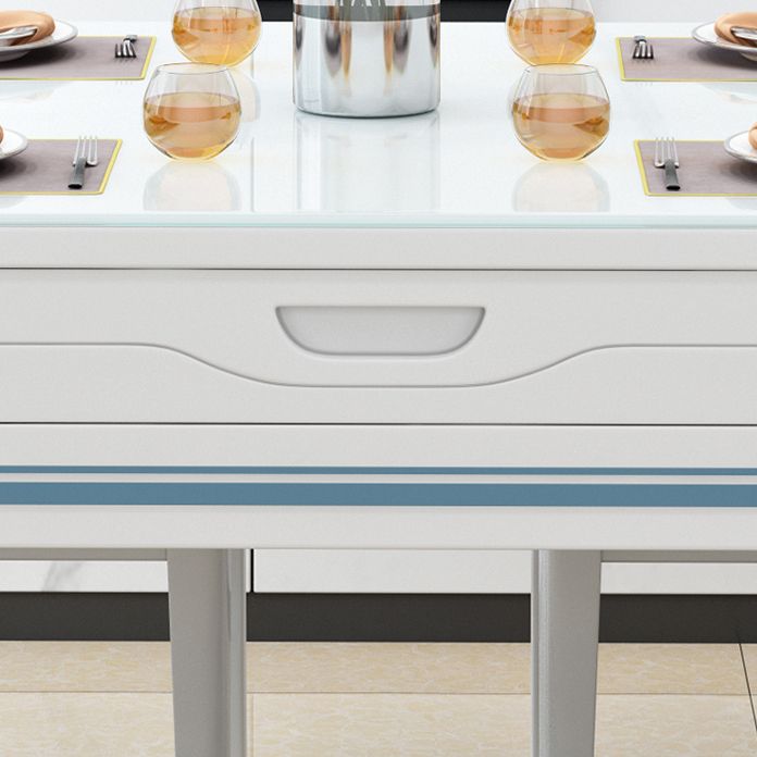 1/5/7 pezzi tavolo da pranzo e sedia set in bianco, contemporaneo