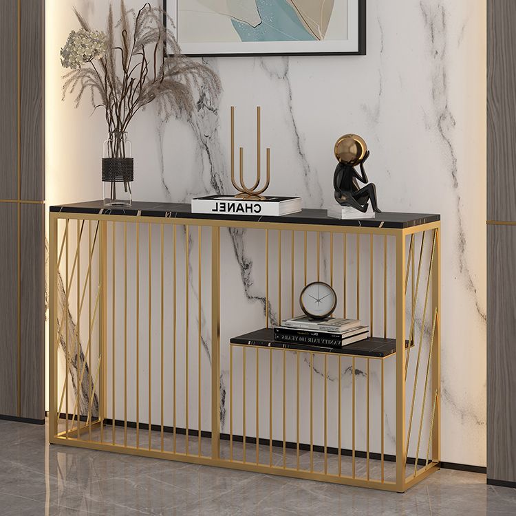 Tavolo da divano di divano console in pietra contemporanea tavolo da estremità resistente alle macchie per la sala