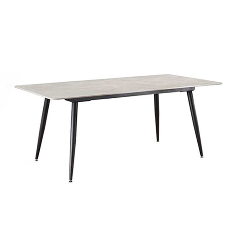Modern Style Dining Table Gray Top Sintered Stone 4 Legs Table for Home