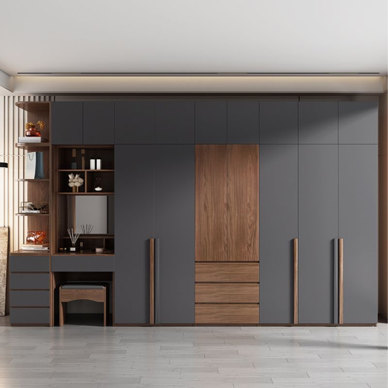 Wooden Wardrobe Armoire with Drawer Modern Hinged Wardrobe Closet Clearhalo 'Armoires & Wardrobes' 'armoires_wardrobes' 'Bedroom Furniture' 'furn' 'furn_armoires_wardrobes' 'Furniture' 1200x1200_6545ac5c-bdfb-4b45-a88e-27e2673fa546