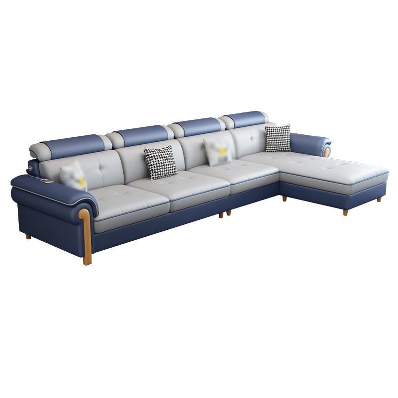 Round Arm 4-Seater Pillowed Back Cushions Sectional Sofa with Chaise Clearhalo 'furn' 'furn_sectionals' 'Furniture' 'furniture_sectionals' 'Living Room Furniture' 'Sectionals' 1200x1200_6547efda-709a-4a28-a564-f13120ea6b2b