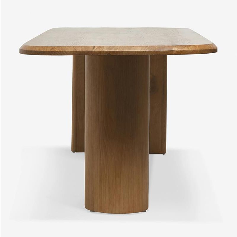 Modern Wood Dining Table with Double Pedestal Ellipse Table for Dining Room Clearhalo 'Dining Tables & Seating' 'Dining Tables' 'dining_table' 'furn' 'furn_dining_table' 'Furniture' 'Kitchen & Dining Furniture' 1200x1200_65487a62-50be-4e6b-bb2b-9cde4f5cb4bd