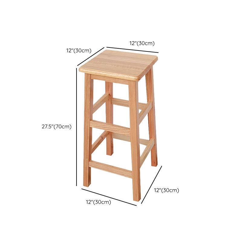 Square Backless Solid Wood Bar Chair Industrial Wooden Chair with 4 Legs